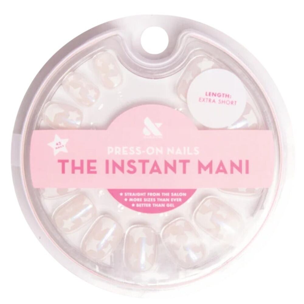 Olive & June Press‑On Nails – Shimmery Neutral w/ Stars – Extra Short- Round